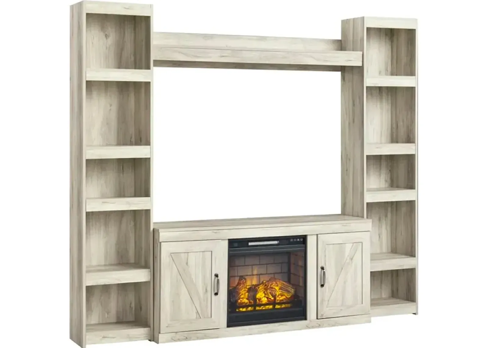 Ashley Furniture | Bellaby 4 Piece 60" Electric Fireplace Entertainment Center | Whitewash