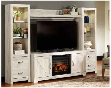 Bellaby Whitewash 4 Piece 63" Electric Fireplace Entertainment Center