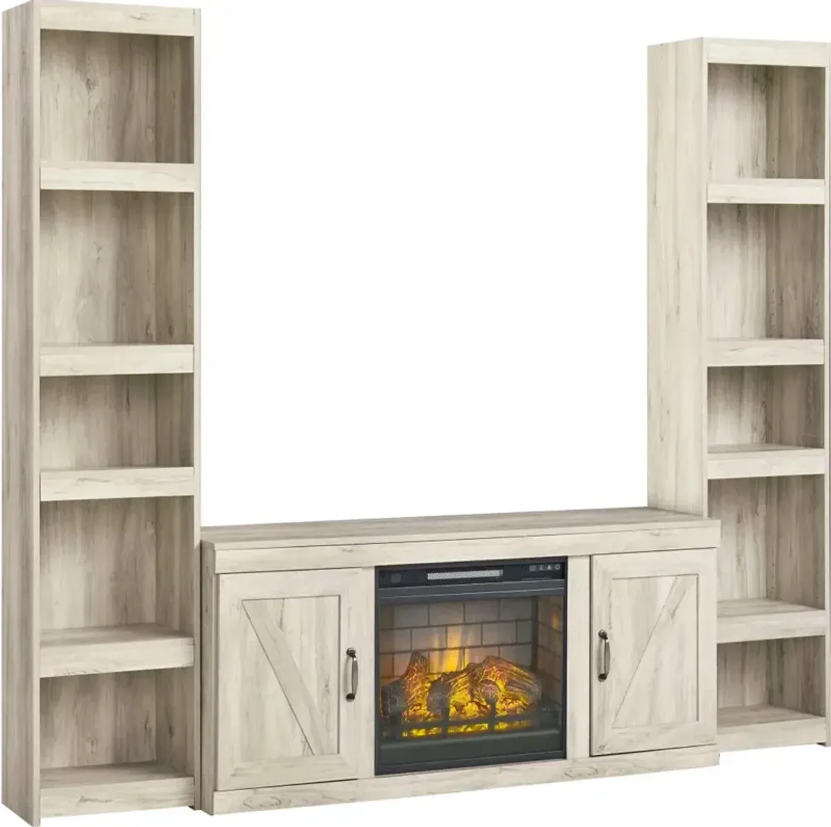 Ashley Furniture | Bellaby 3 Piece 60" Electric Fireplace Entertainment Center | Whitewash