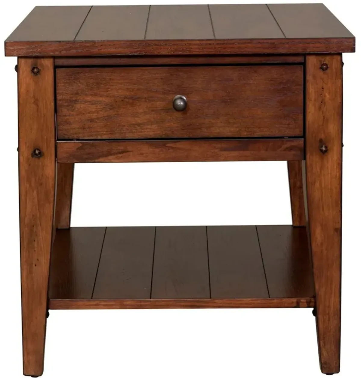 | Lake House End Table | Rustic Brown Oak