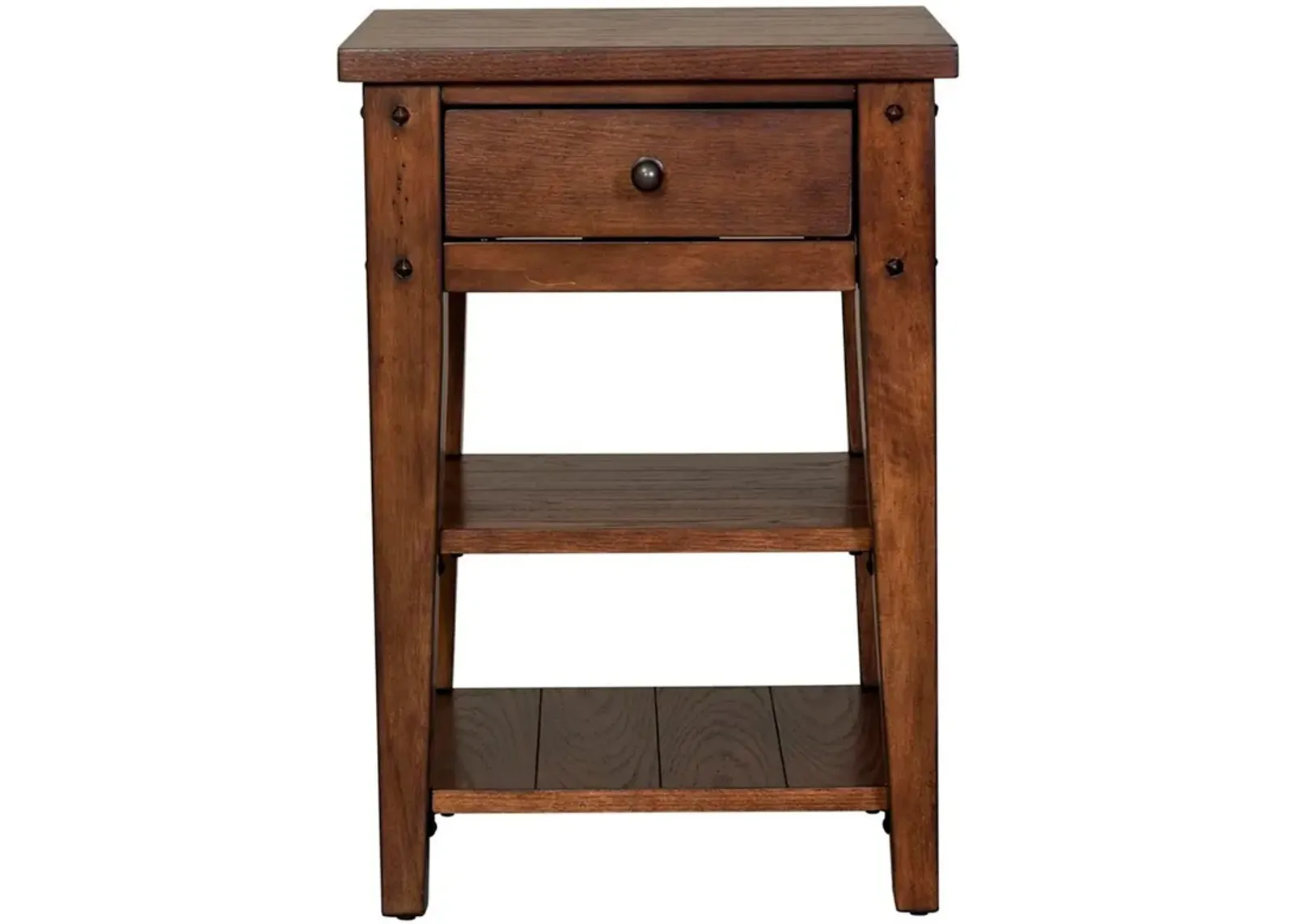 | Lake House Chairside Table | Rustic Brown Oak