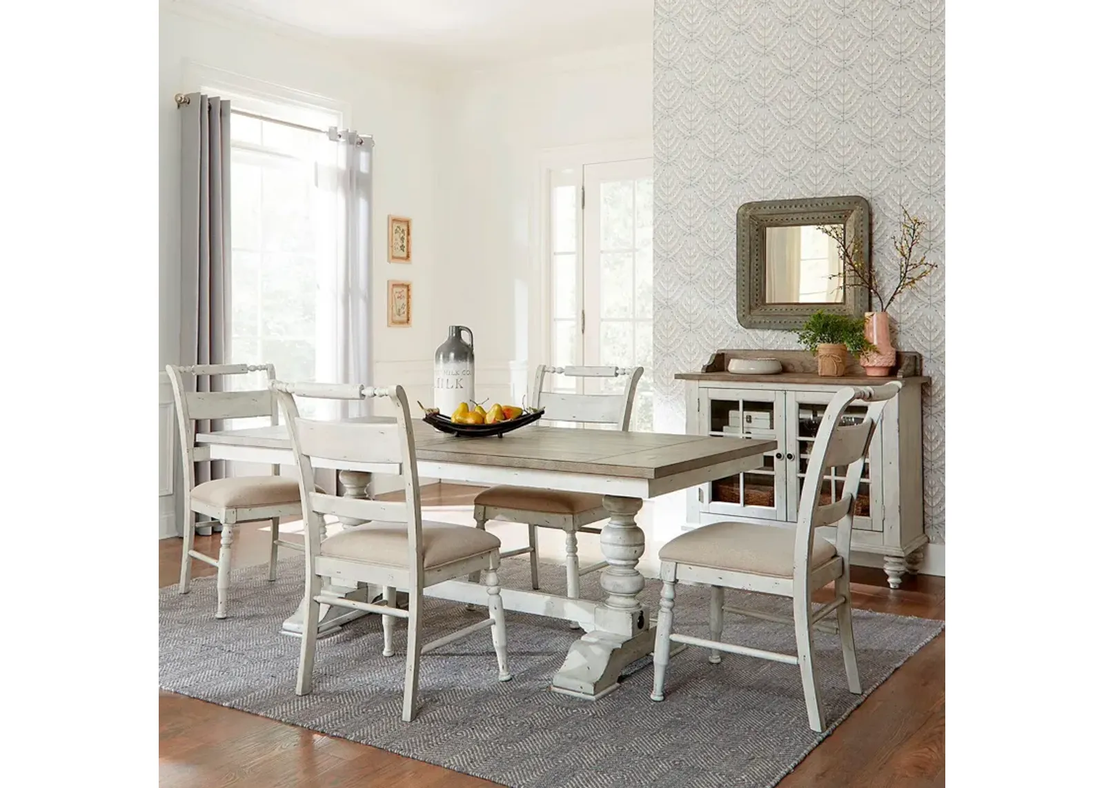 | Whitney 5 Piece Trestle Dining Set | Weathered Gray