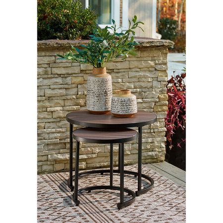 Ayla Brown Set of 2 Outdoor Nesting End Tables