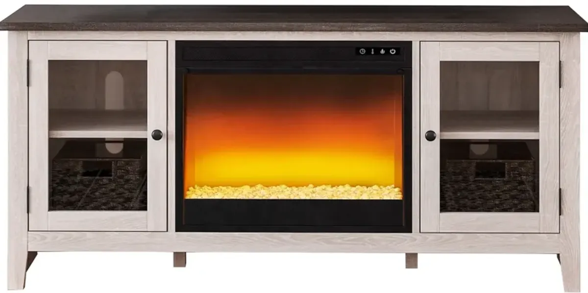 Ashley Furniture | Dorrinson 60" Electric Fireplace Console | Antique White