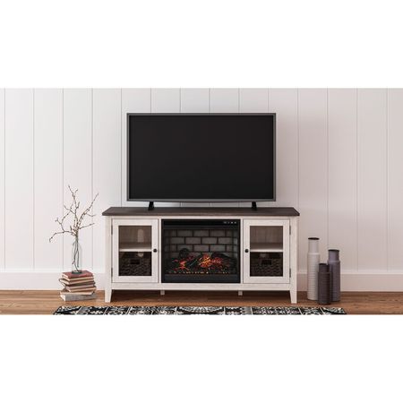 Dorrinson Antique White 60" Infrared Electric Fireplace Console