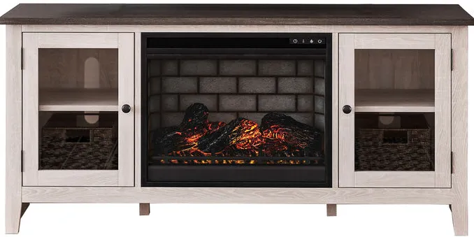 Dorrinson Antique White 60" Infrared Electric Fireplace Console