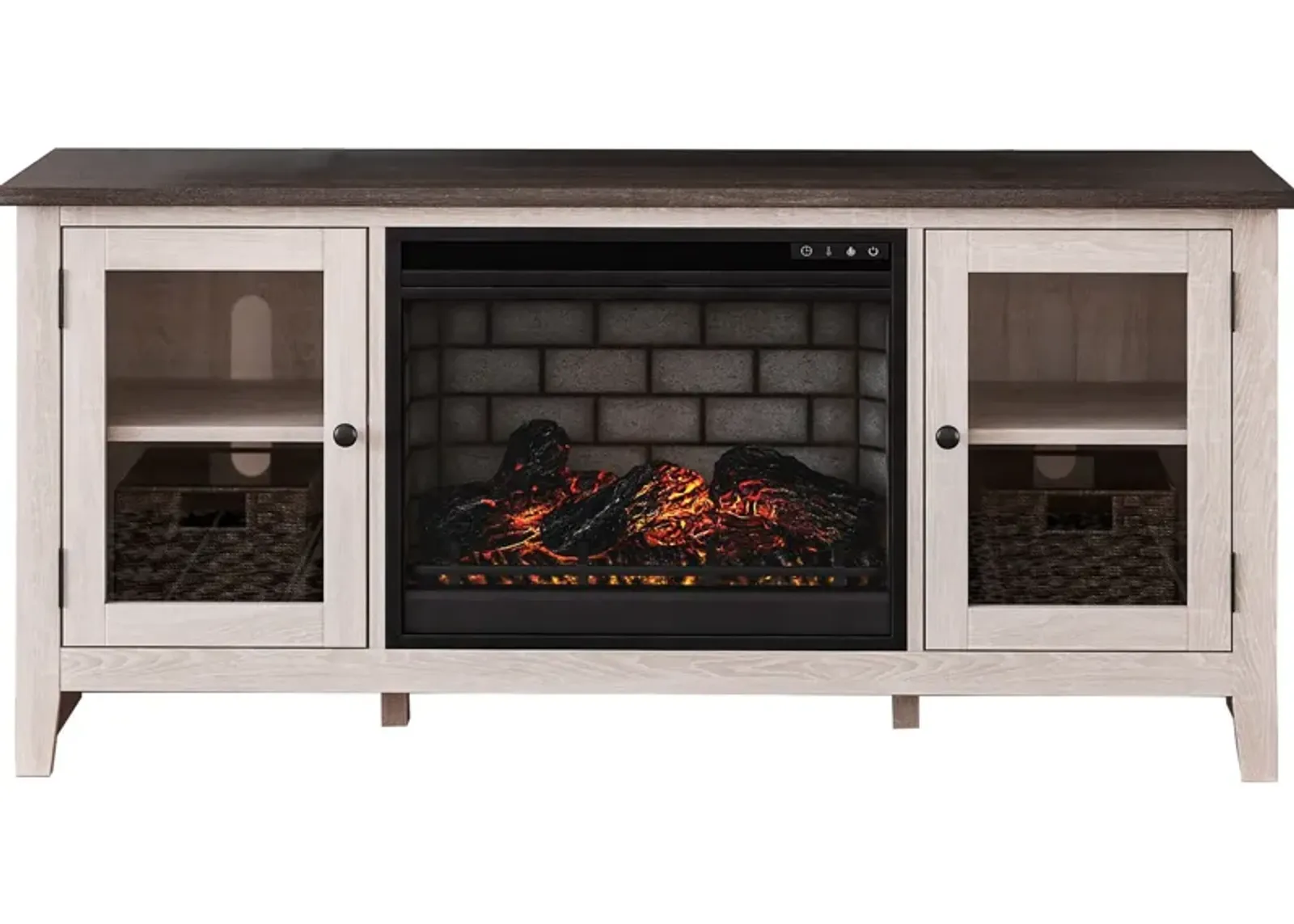 Ashley Furniture | Dorrinson 60" Infrared Electric Fireplace Console | Antique White