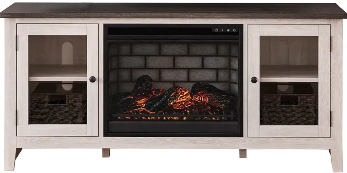 Ashley Furniture | Dorrinson 60" Infrared Electric Fireplace Console | Antique White