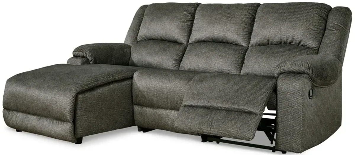 Ashley Furniture | Benlocke 3 Piece Reclining Left Chaise Sectional | Flannel