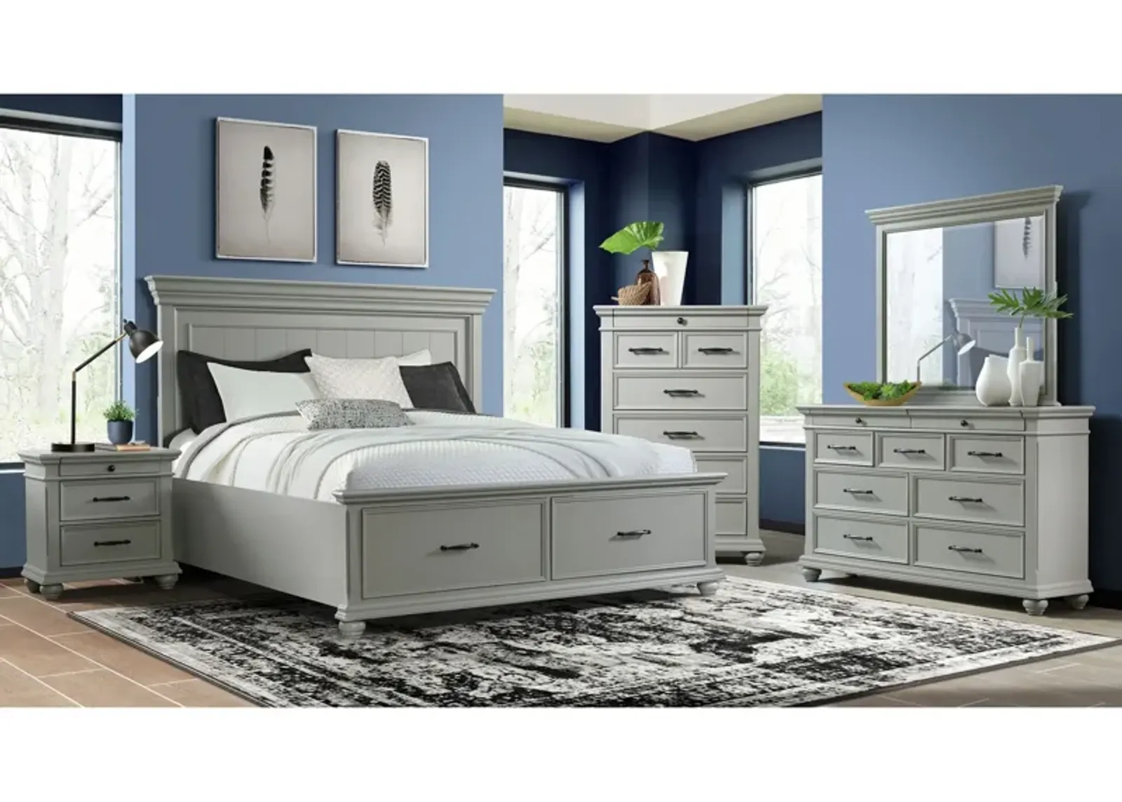 | King Slater 4 Piece Room Group | Gray