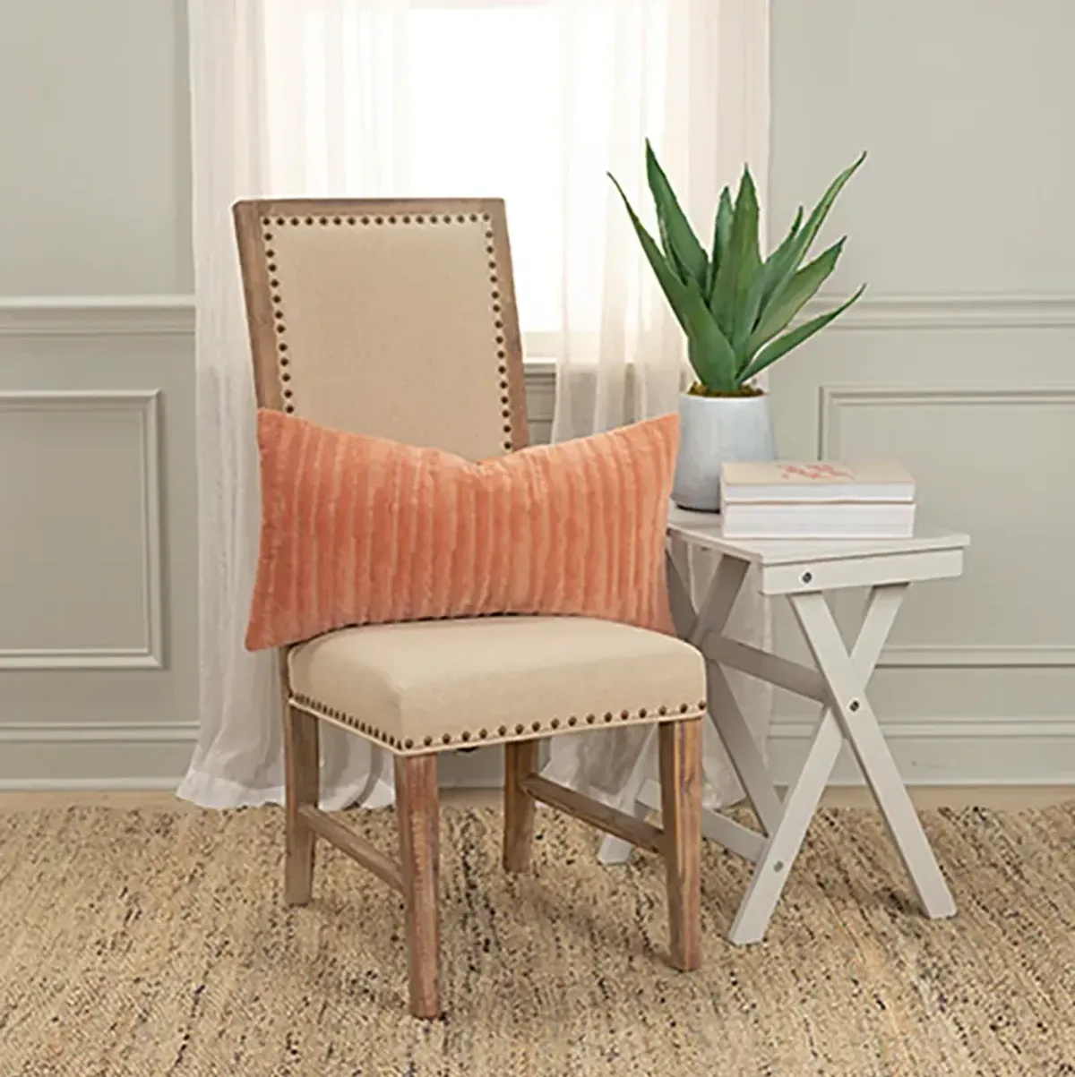 Rizzy Home Velvet Mod Stripe Down Filled Lumbar Pillow