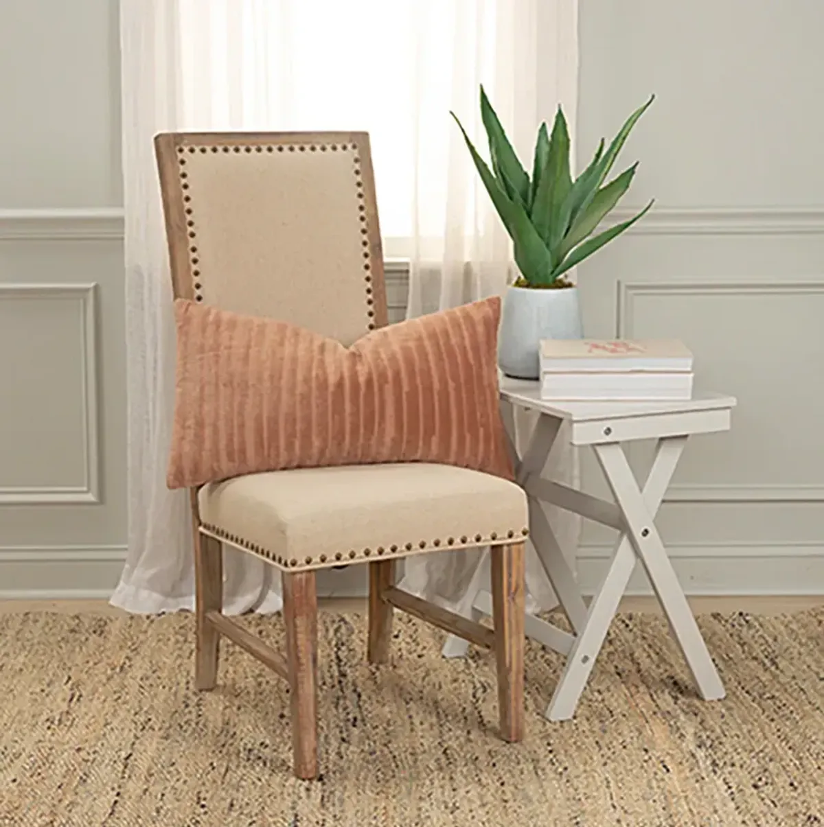 Rizzy Home Velvet Mod Stripe Down Filled Lumbar Pillow