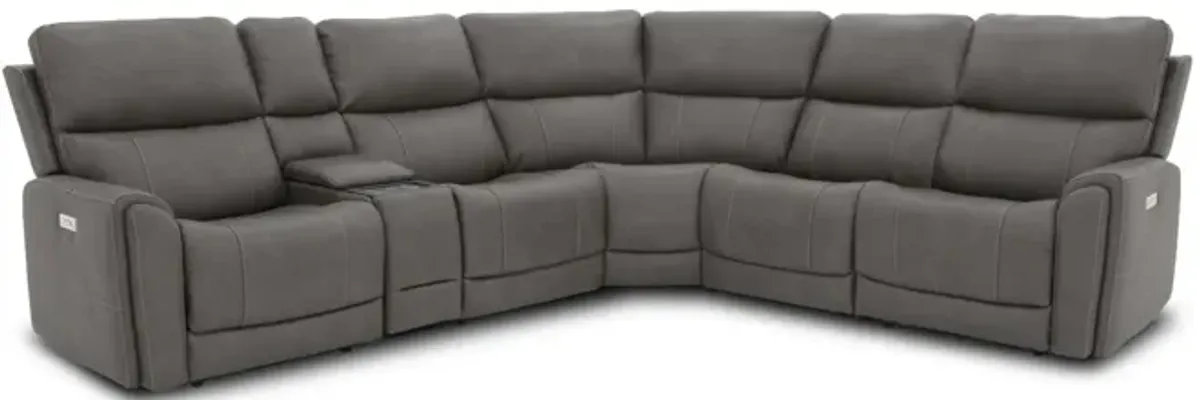 Flexsteel Dylan 6 Piece Sectional with 2 Power Ends and 1 Power Armless
