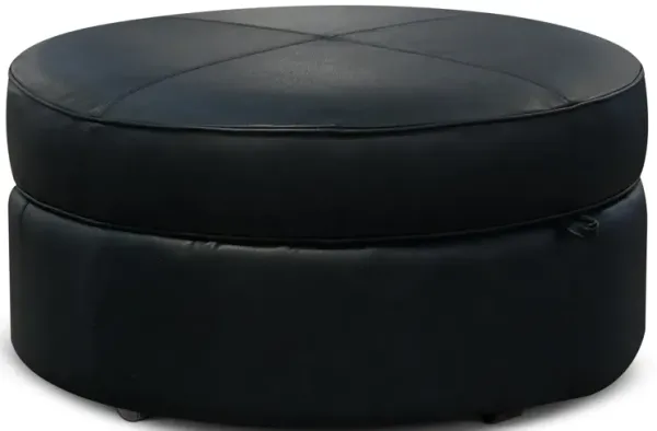 Dimensions by England Monroe Round Leather Storage Ottoman