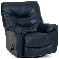 Yogi Navy Leather Swivel Recliner Chair