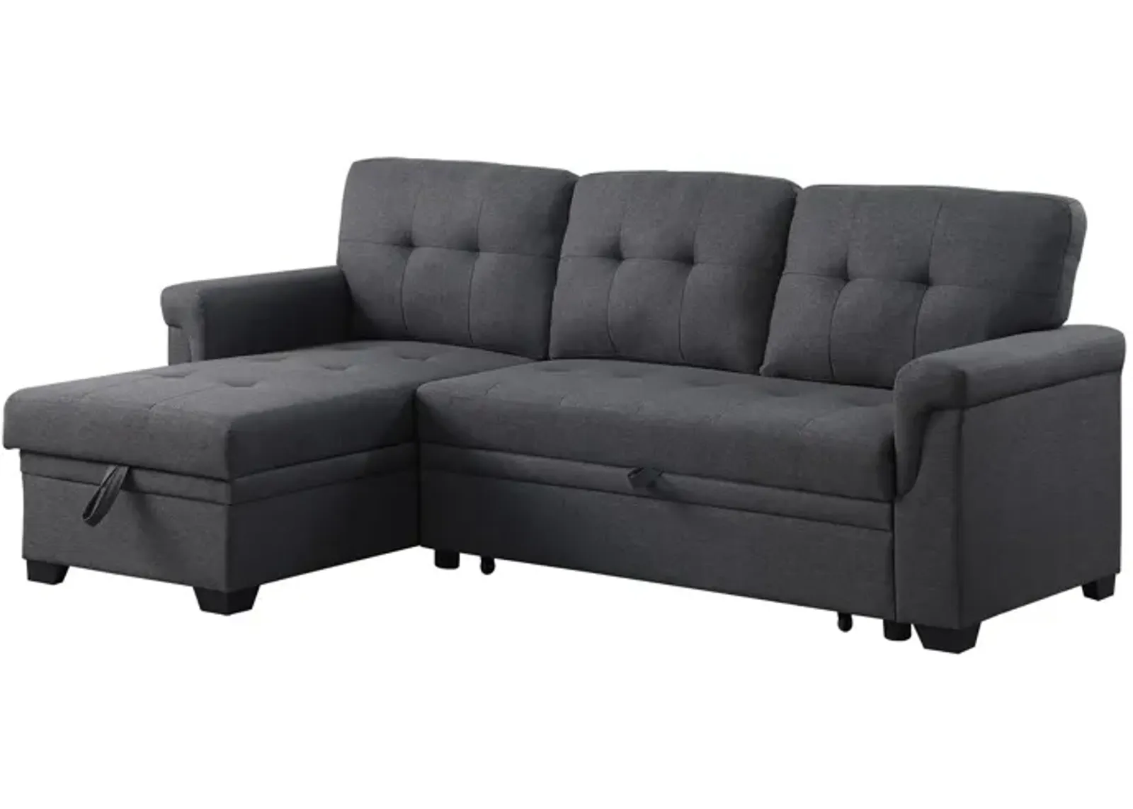 | Queen Lucca Sleeper Chaise Sofa | Dark Gray