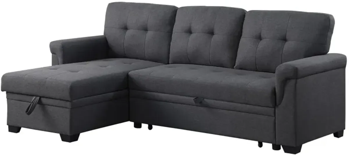 | Queen Lucca Sleeper Chaise Sofa | Dark Gray