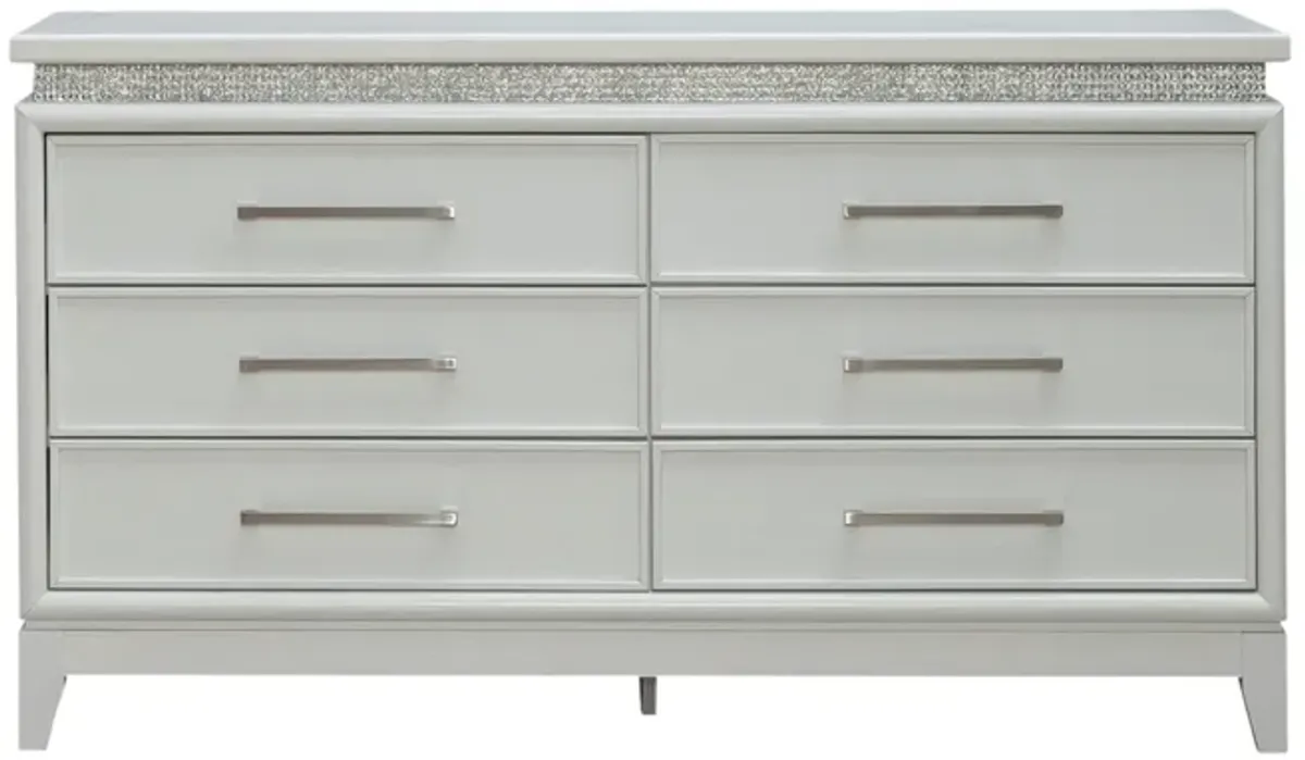 | Harlow Lighted Dresser | Pearl White