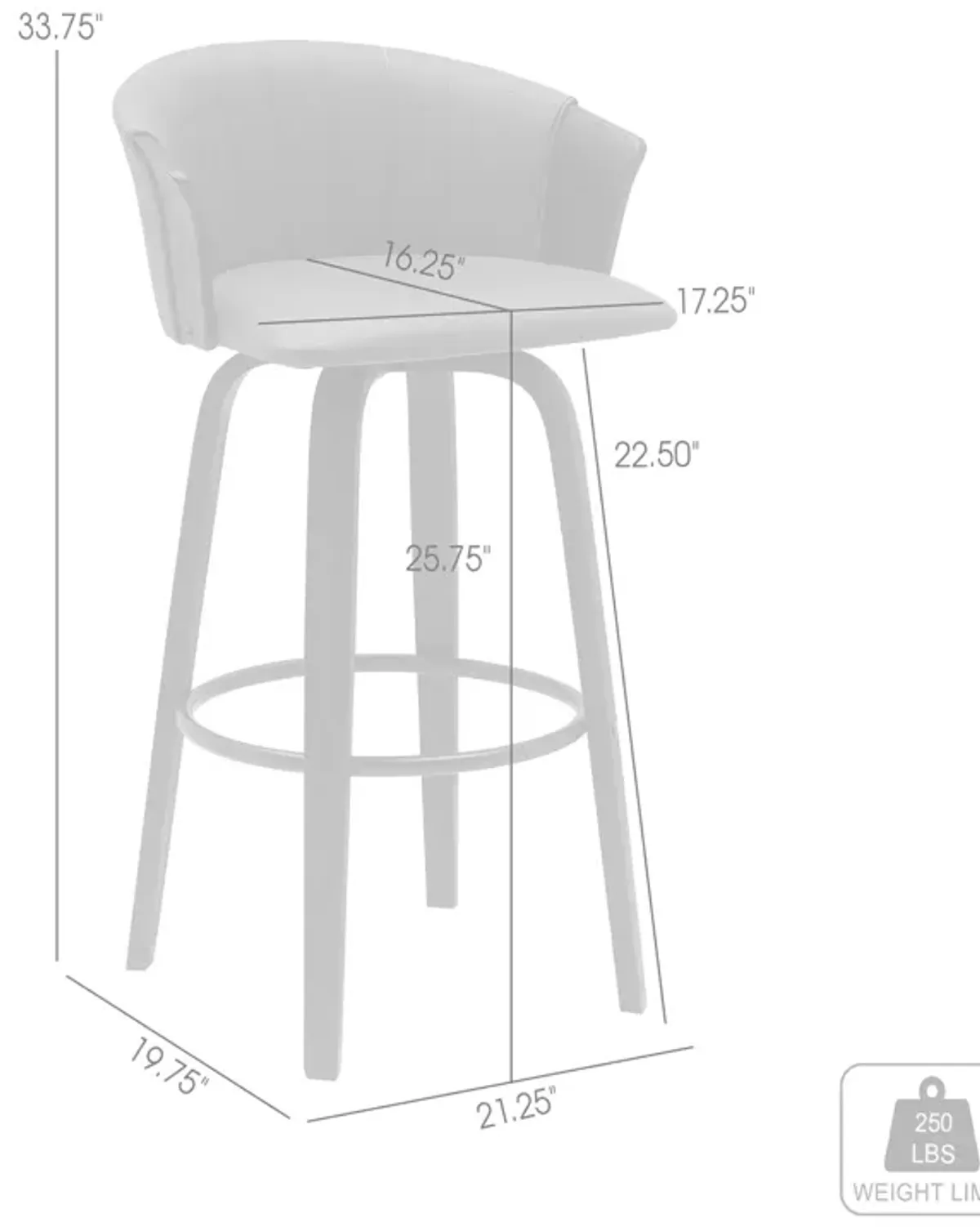 Diana 34 Inch Swivel Bar Stool