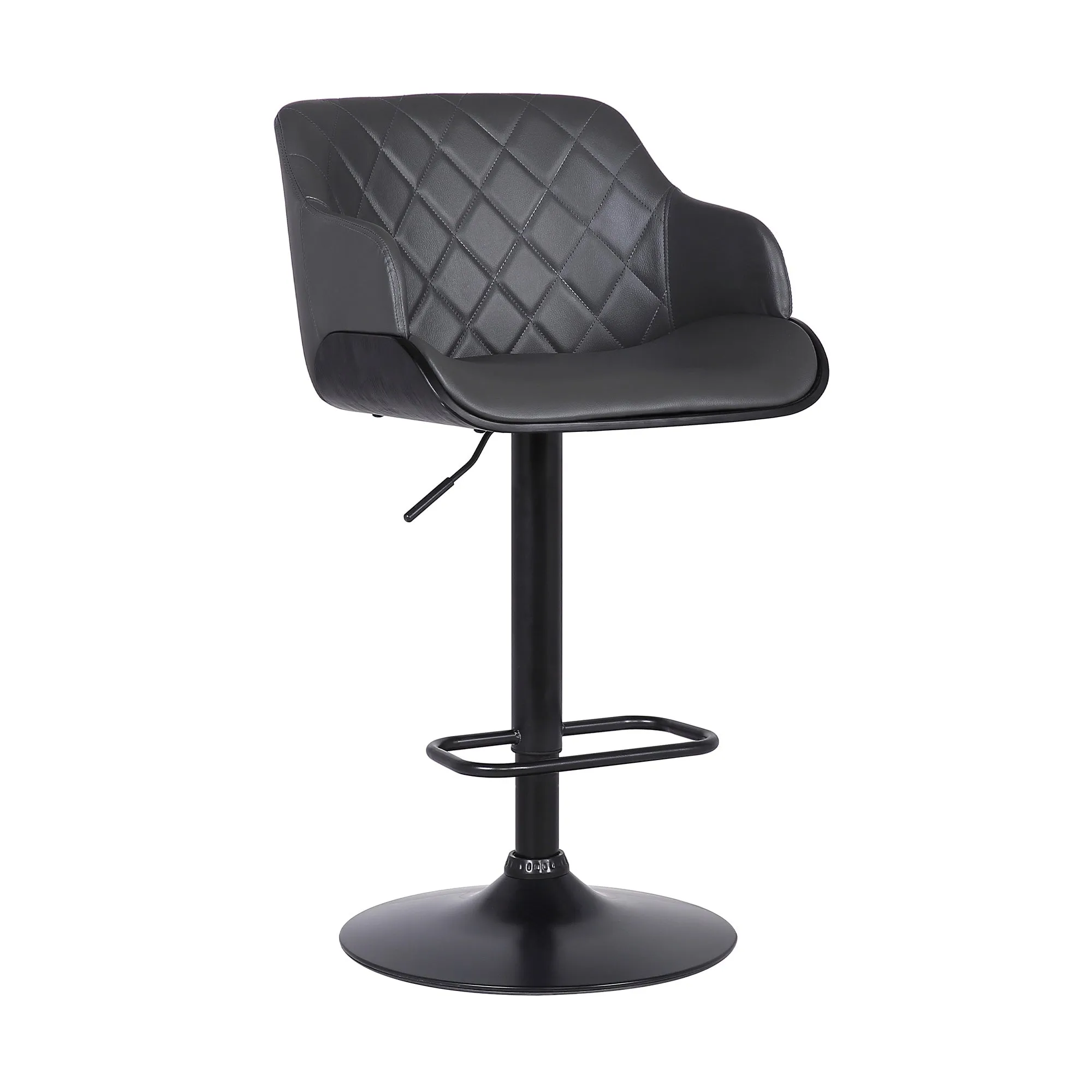 Armen Living | Toby Adjustable Swivel Bar Stool | Gray