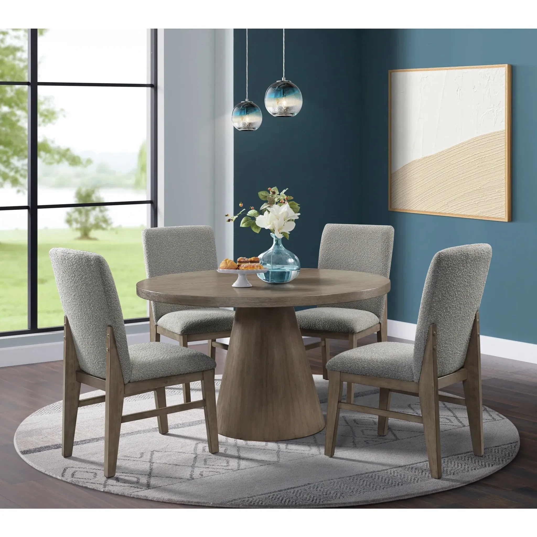 Portland Gray 5 Piece Round Dining Set Slumberland Furniture ...
