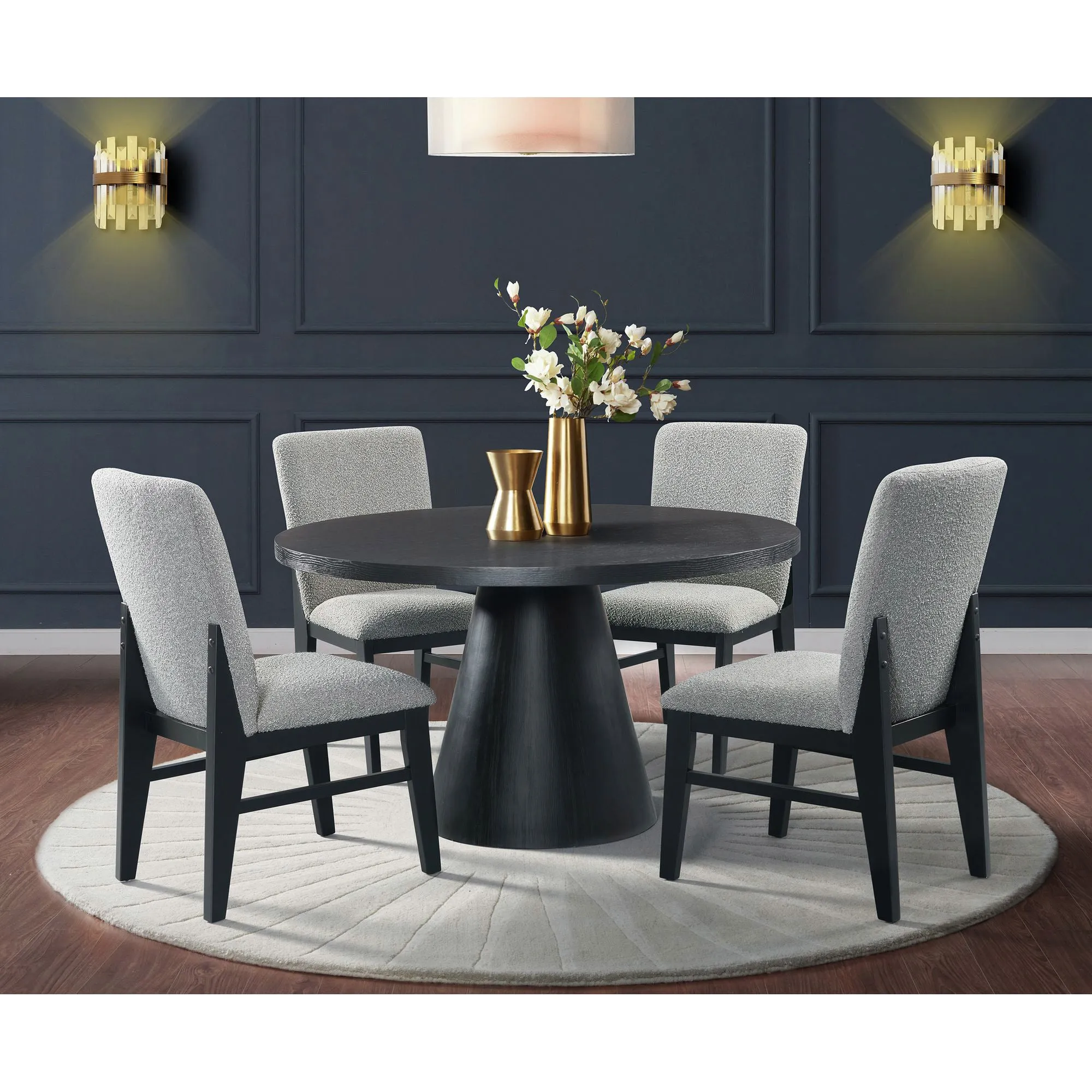 Elements | Portland 5 Piece Round Dining Set | Gray