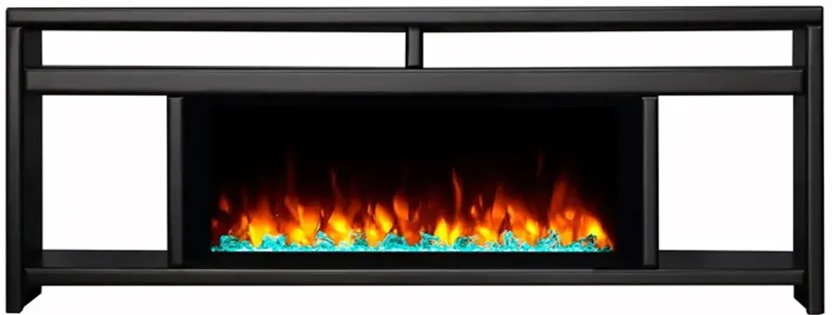 Evan 88 Inch Crystal Fireplace Console