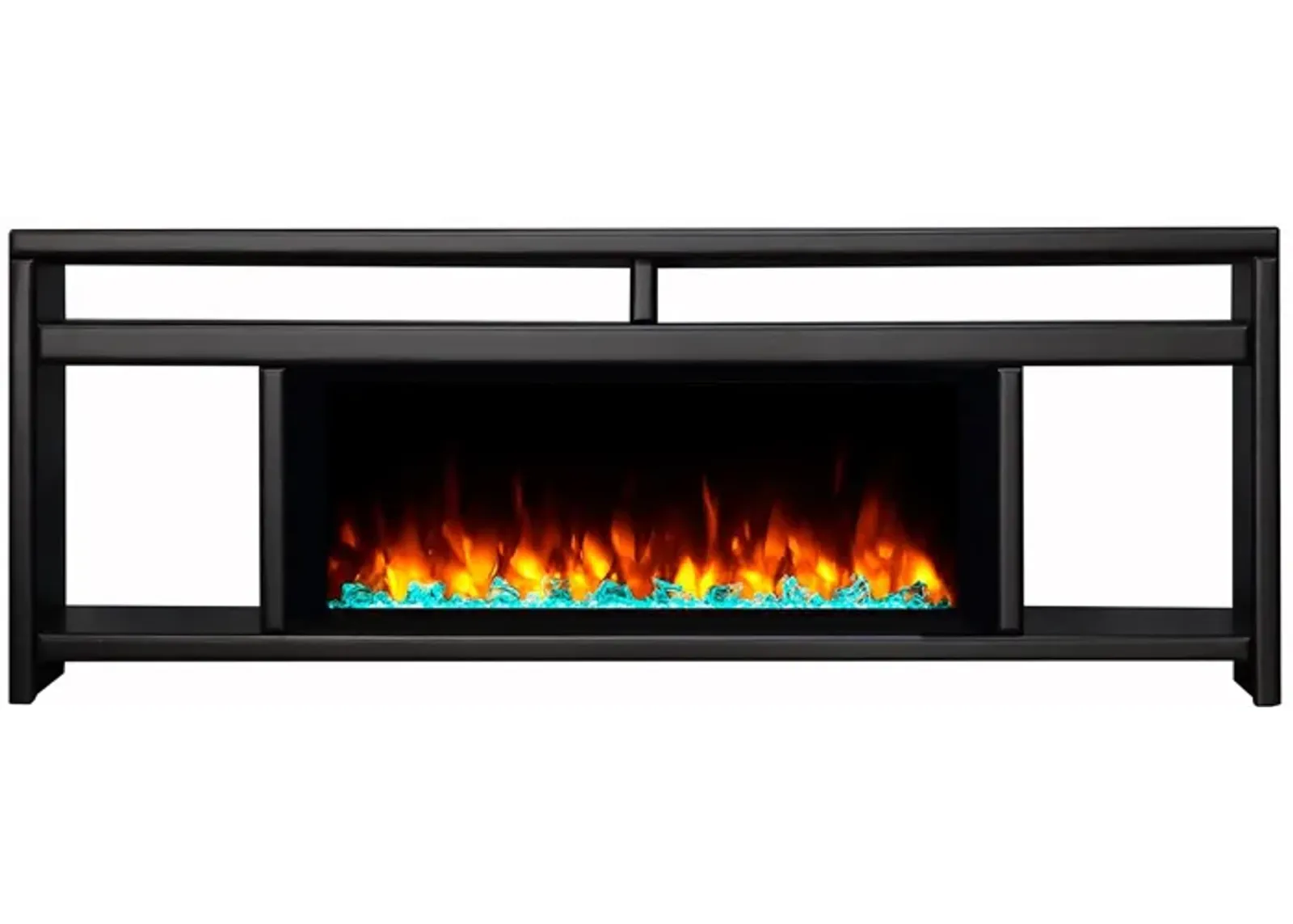 | Evan 88" Crystal Fireplace Console | Black