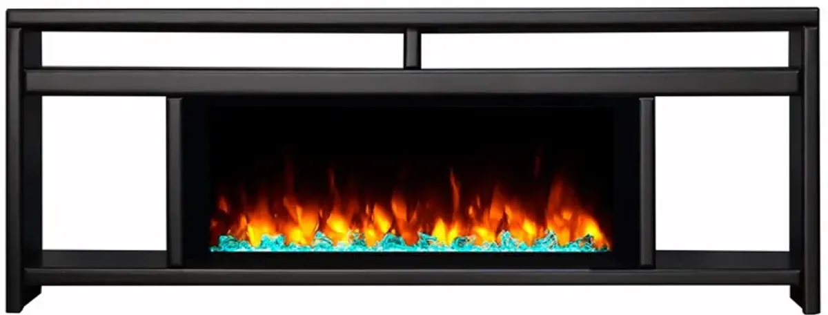 | Evan 88" Crystal Fireplace Console | Black