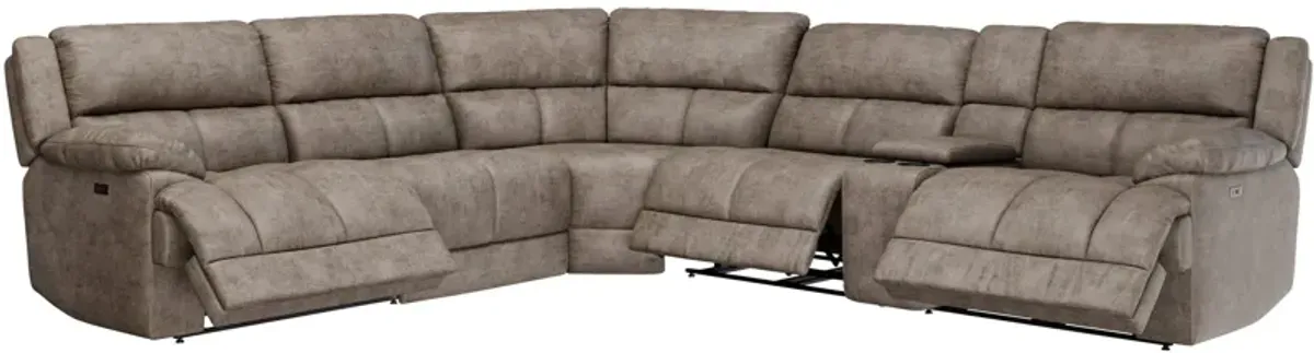 Man-Wah Cheers Wyatt 6 Piece Sectional with 2 Power Ends and 1 Power Armless