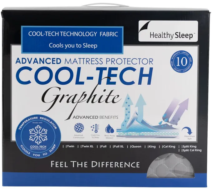 Healthy Sleep Refresh And Chill Graphite Split California King Mattress Protector Set 