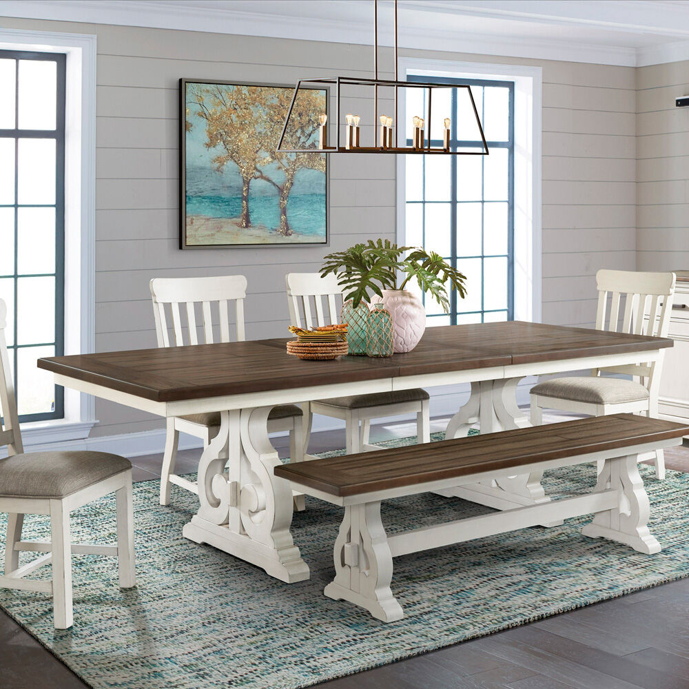 Intercon | Drake 5 Piece Dining Set | Rustic White/Stone