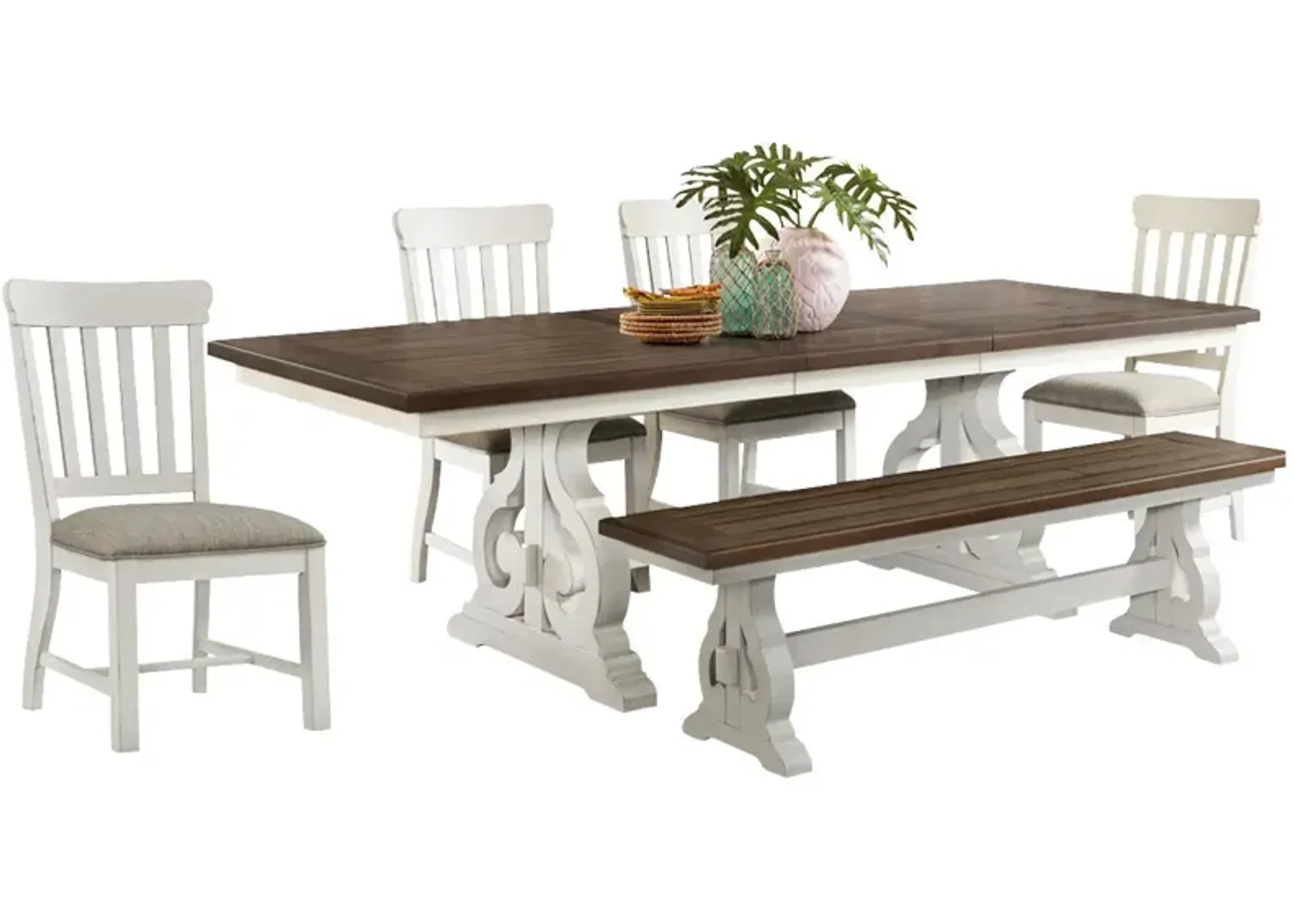 | Drake 5 Piece Dining Set | Rustic White/Stone