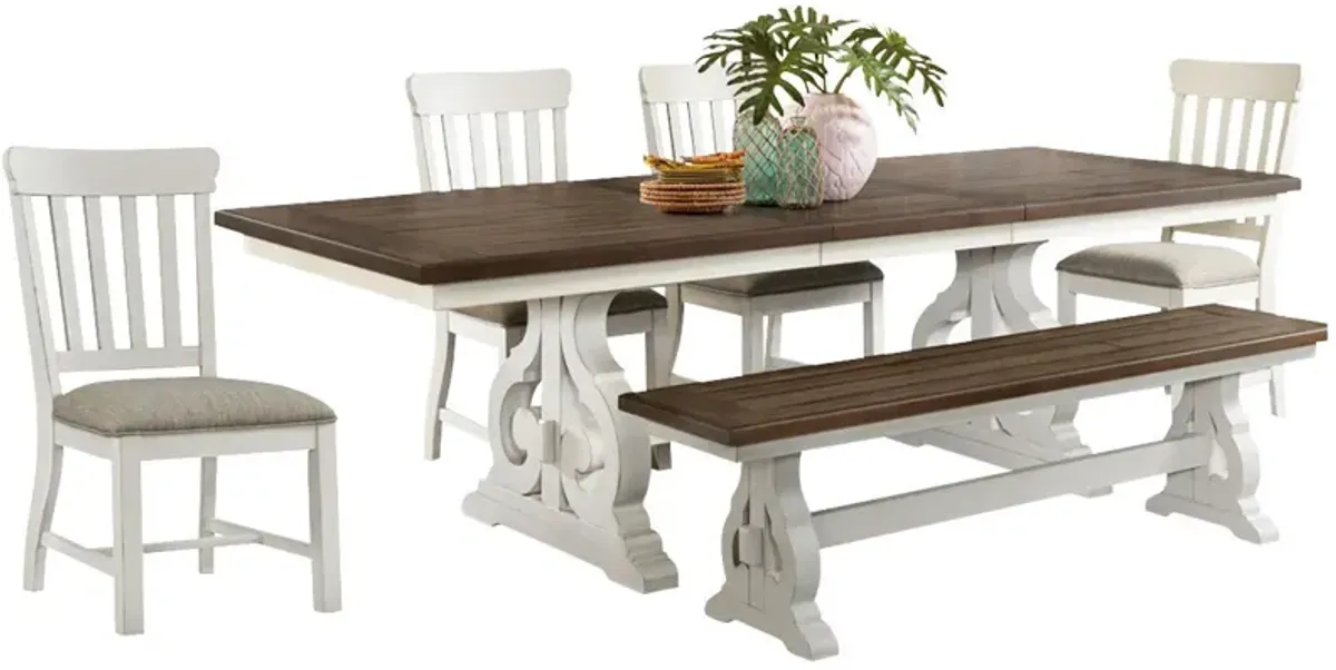 | Drake 5 Piece Dining Set | Rustic White/Stone