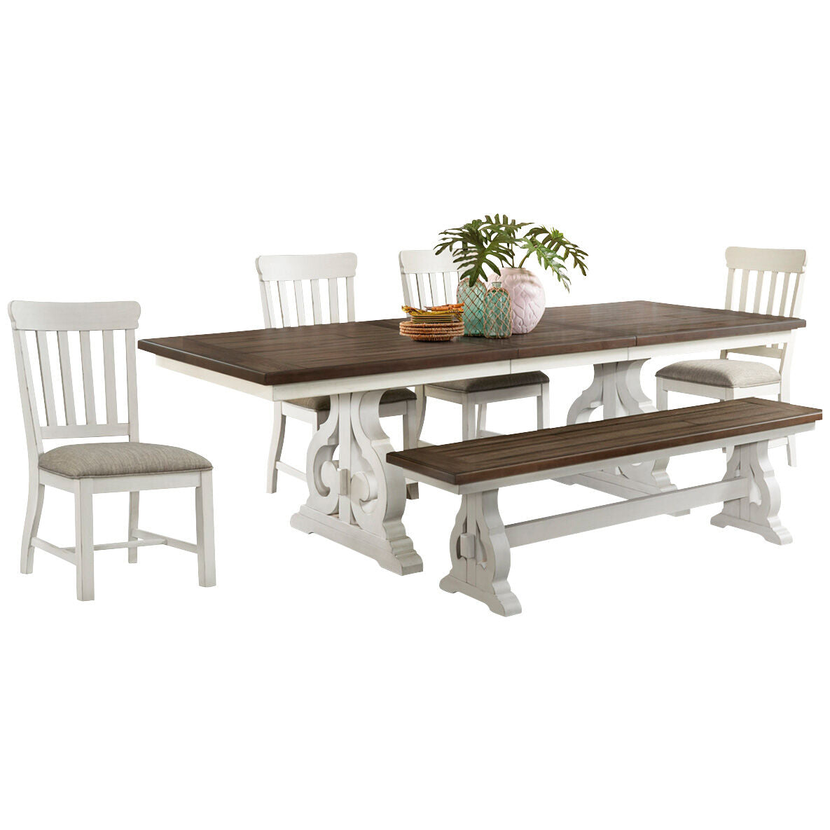 Intercon | Drake 5 Piece Dining Set | Rustic White/Stone