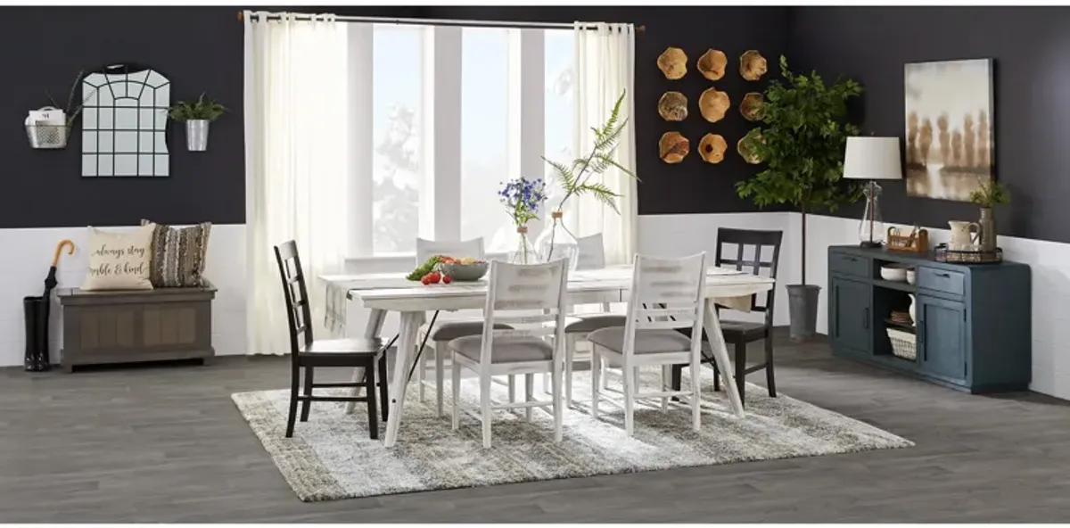 | Modern Rustic 5 Piece Dining Set | Weathered White