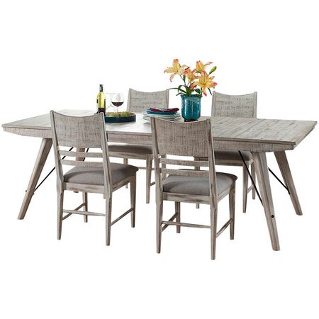 Modern Rustic Weathered White 5 Piece Dining Set