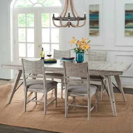 Modern Rustic Weathered White 5 Piece Dining Set