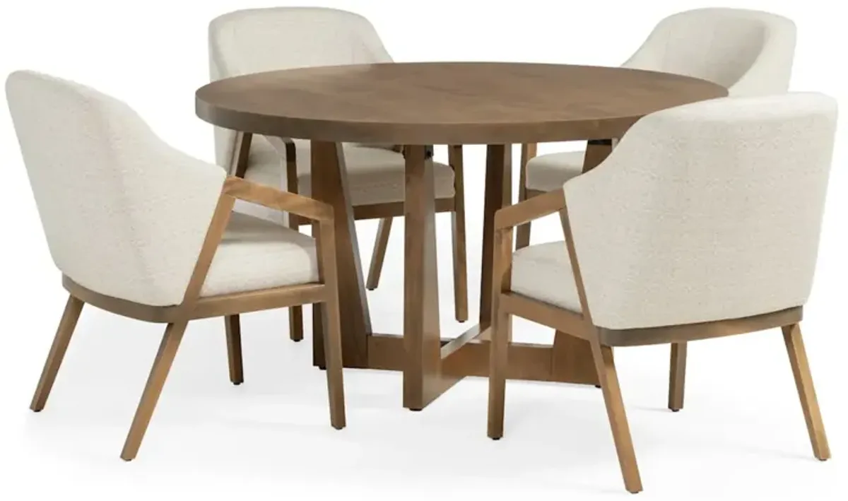 Modern 5-Piece Round Dining Set - Tall Back Side Chairs