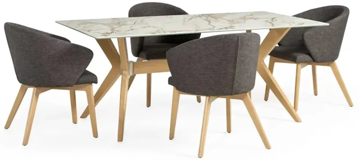 Downtown 5-Piece Dining Set - Upholstered Side Chairs