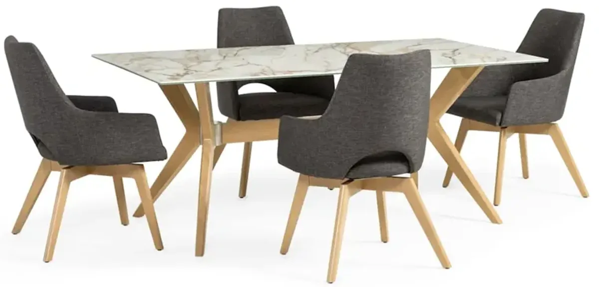Downtown 5-Piece Dining Set - Swivel Side Chairs