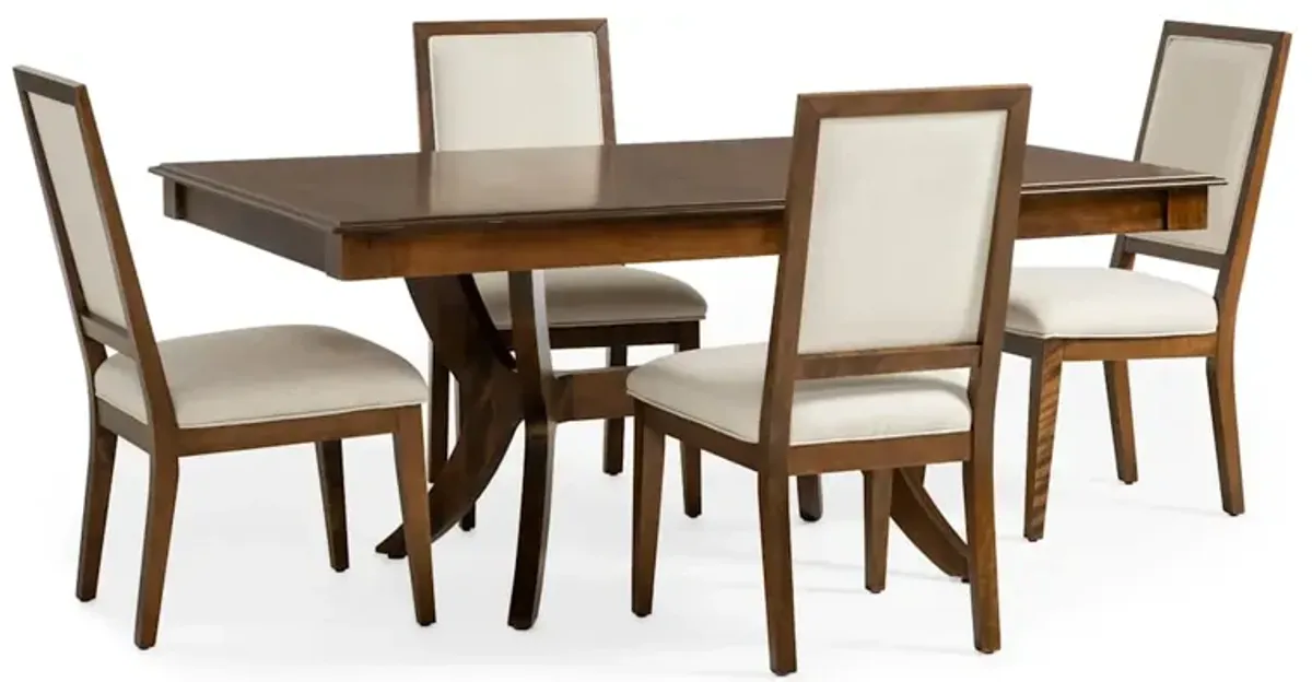 Core 5-Piece Trestle Dining Set - Wood Trim Side Chairs