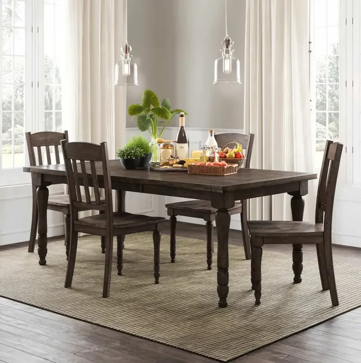 Ginger 5-Piece Rectangular Dining Set - Barnwood