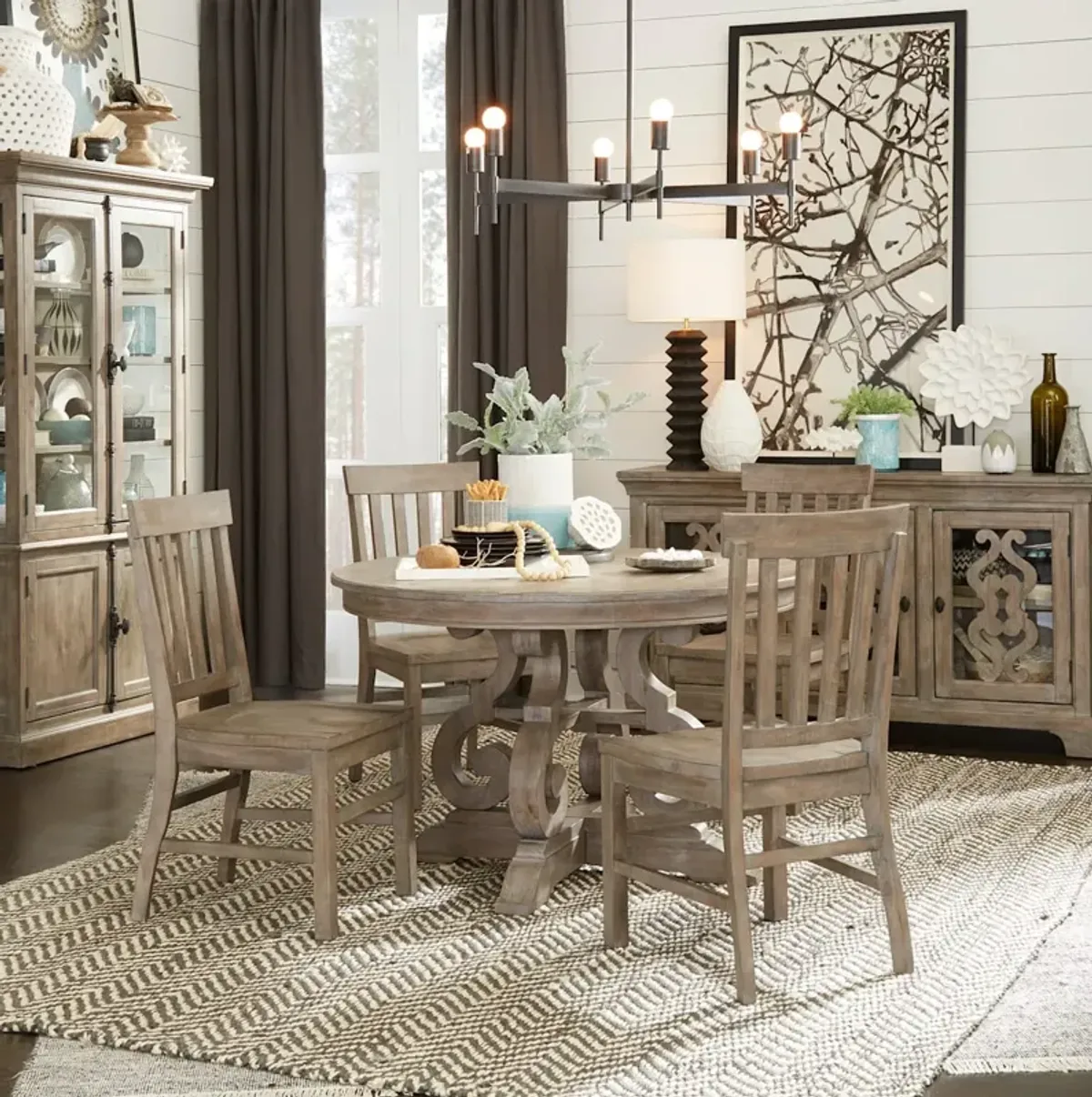 Treble 5-Piece 48-Inch Round Dining Set - DOVE GREY