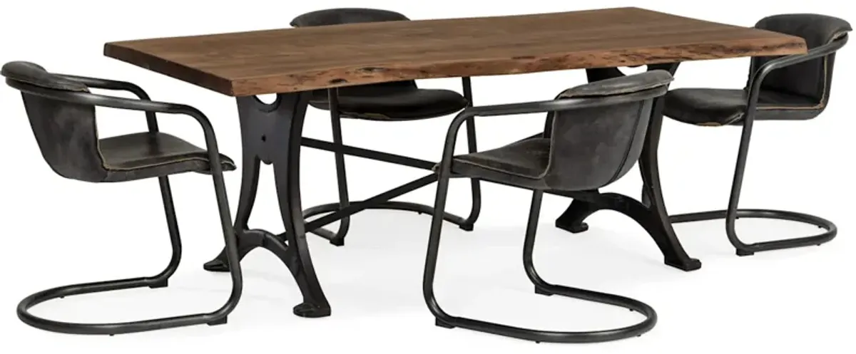 Organic Forge 5 Piece Rectangular Dining Set w/ Portofino Black Dining Chairs