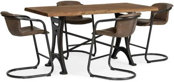 Organic Forge 5-Piece Counter Dining Set w/ Portofino Brown Counter Stools