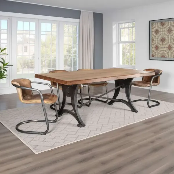 Organic Forge 5-Piece Rectangular Dining Set w/ Portofino Brown Dining Chairs