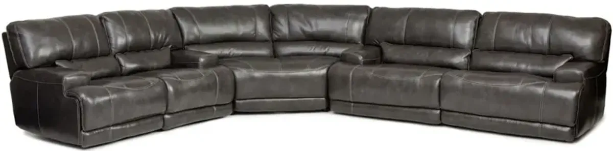 Dash Leather 3 Piece Power Reclining Sectional - CHARCOAL
