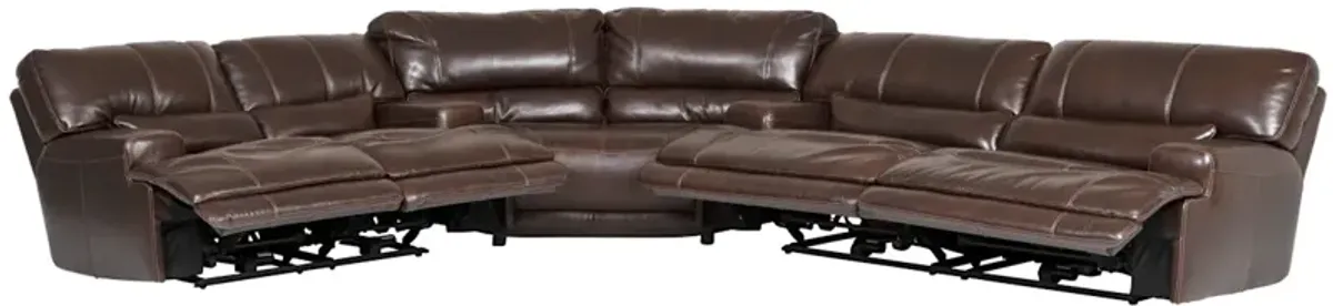 Dash Leather 3 Piece Power Reclining Sectional - COFFEE