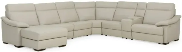 Urban Cement Leather 7 Piece Power Reclining Chaise Sectional (LAF)